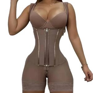 바디 셰이퍼 여성 콜롬비아 Fajas Shapewear 바디 수트 9 뼈 고압축 거들 더블 배 컨트롤 전신 오픈 가랑이