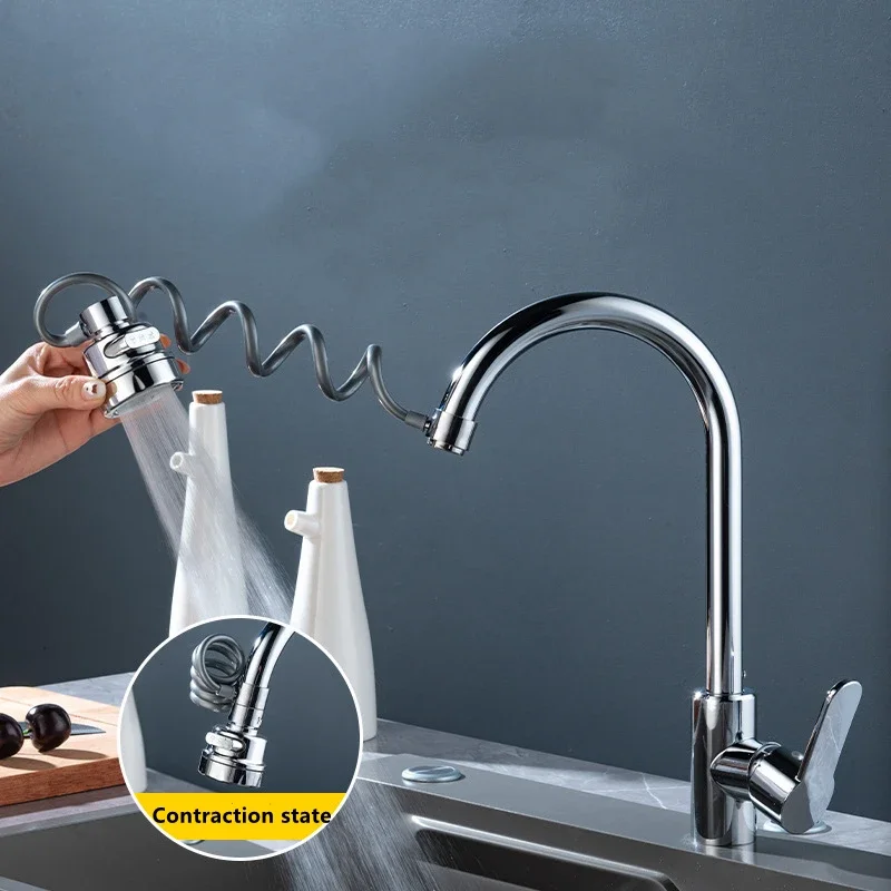 360도 회전 필터 확장 튜브가 있는 범용 주방 싱크 수도꼭지 물 절약 샤워 탭 - 주방 가제트 액세서리