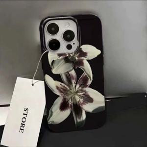 릴리 난초 꽃무늬 소프트 폰 케이스 (아이폰 16, 17, 15, 14, 13, 12, 11 Pro Max, XS, X, 7, 8, 16e, 16 Plus, SE 2022) 충격 방지 커버
