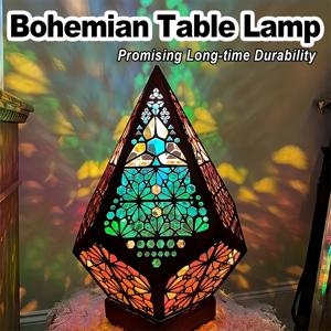 USB 보헤미안 LED 프로젝션 테이블 램프 프로젝터 조명 효과 플로어 분위기 침실 나이트 빈티지 침대 옆 장식 패턴