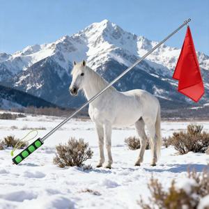 1개의 접이식 말 훈련 시스템, 텔레스코픽 폴과 후크 포함 - 고강도 빨간색/흰색 깃발, 드레사지, 쇼 점핑, 크로스컨트리에 적합한 퀵 릴리스 메커니즘 - 휴대 가능하고 안정적 - 초보자와 숙련자 모두에게 적합 - 내구성 있는 구조와 녹색 후크 및 클립 장치로 쉬운 설치 - 견고한 금속 폴과 생동감 넘치는 빨간색 훈련 깃발, 일관된 연습을 보장, 승마 장비, 승마 액세서리