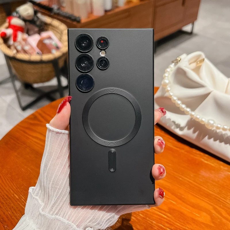 맥세이프 솔리드 컬러 무광 도금 소프트 TPU 충격 방지 폰 케이스 삼성 S26 울트라 S24 S23 S22 S25 울트라 플러스 FE 커버