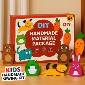 여아용 DIY 동물 펠트 바느질 키트 6개 세트, 소근육 발달, 봉제 인형 펜던트 만들기, 생일 크리스마스 선물