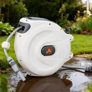 10/15m 자동 되감기 호스 릴 자동 텔레스코픽 릴 호스 릴 슬로우 리턴 시스템 포함 차량 세차 및 정원 물주기용