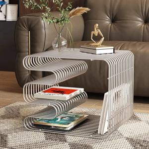 모던 미니멀리스트 메탈 선반 - 커피 테이블, 소파 옆, 침대 옆 수납을 위한 다용도 벽/바닥 정리함