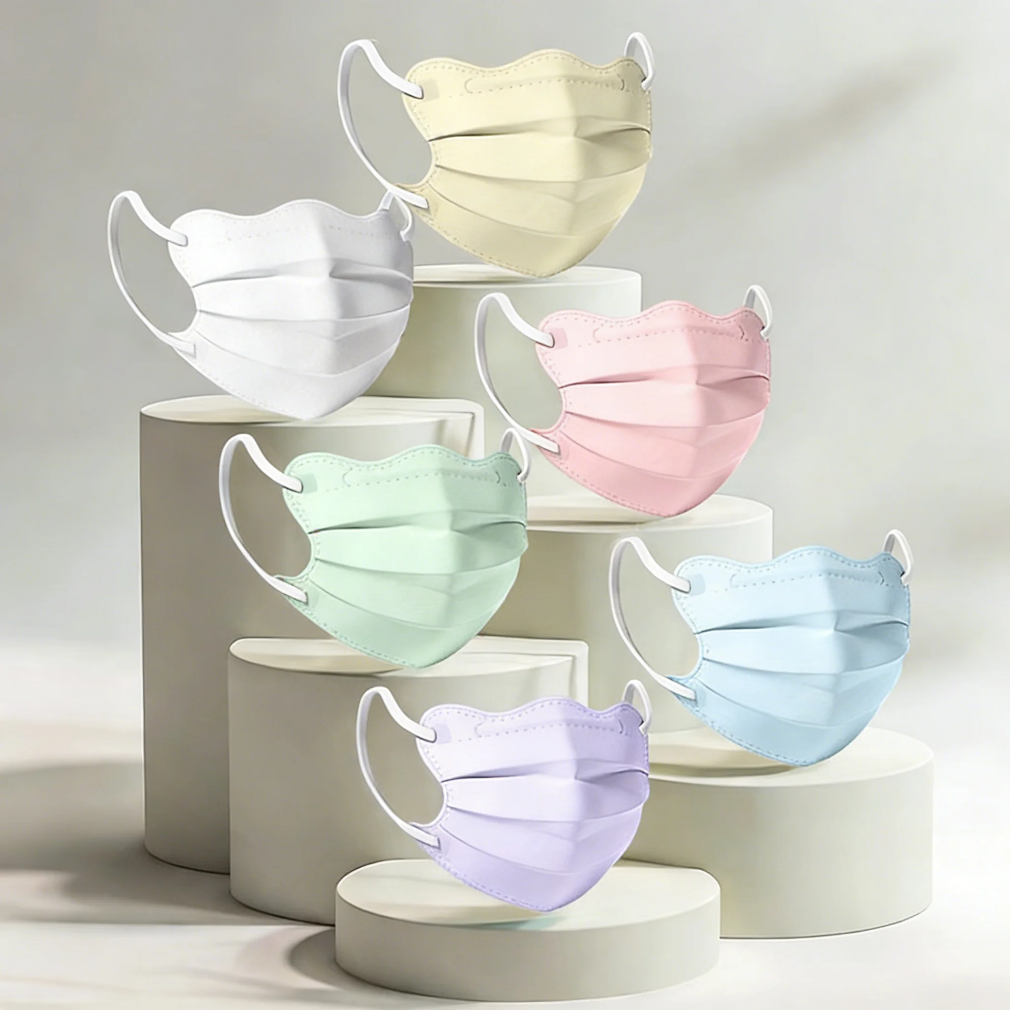 일회용 마스크 넓은 평평한 이어루프 개별 포장 3층 스펀레이스 부직포 일상 보호 가볍고 편안함