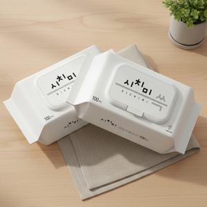 시치미 쓱 물티슈 대용량 캡형 두꺼운 휴대용 엠보싱 물티슈 100매 5팩