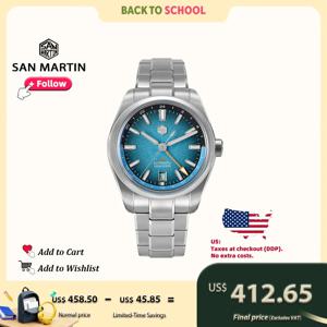 산 마틴 39mm GMT 미요타 9075 럭셔리 시계 지안잔 자동 기계식 시계 남성용 사파이어 방수 10Bar SN0144