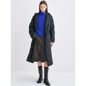 두꺼운 롱 거위털 패딩 여성 캐주얼 스타일 탈부착 후드 유행 스티칭 공예 통근 스타일 코트