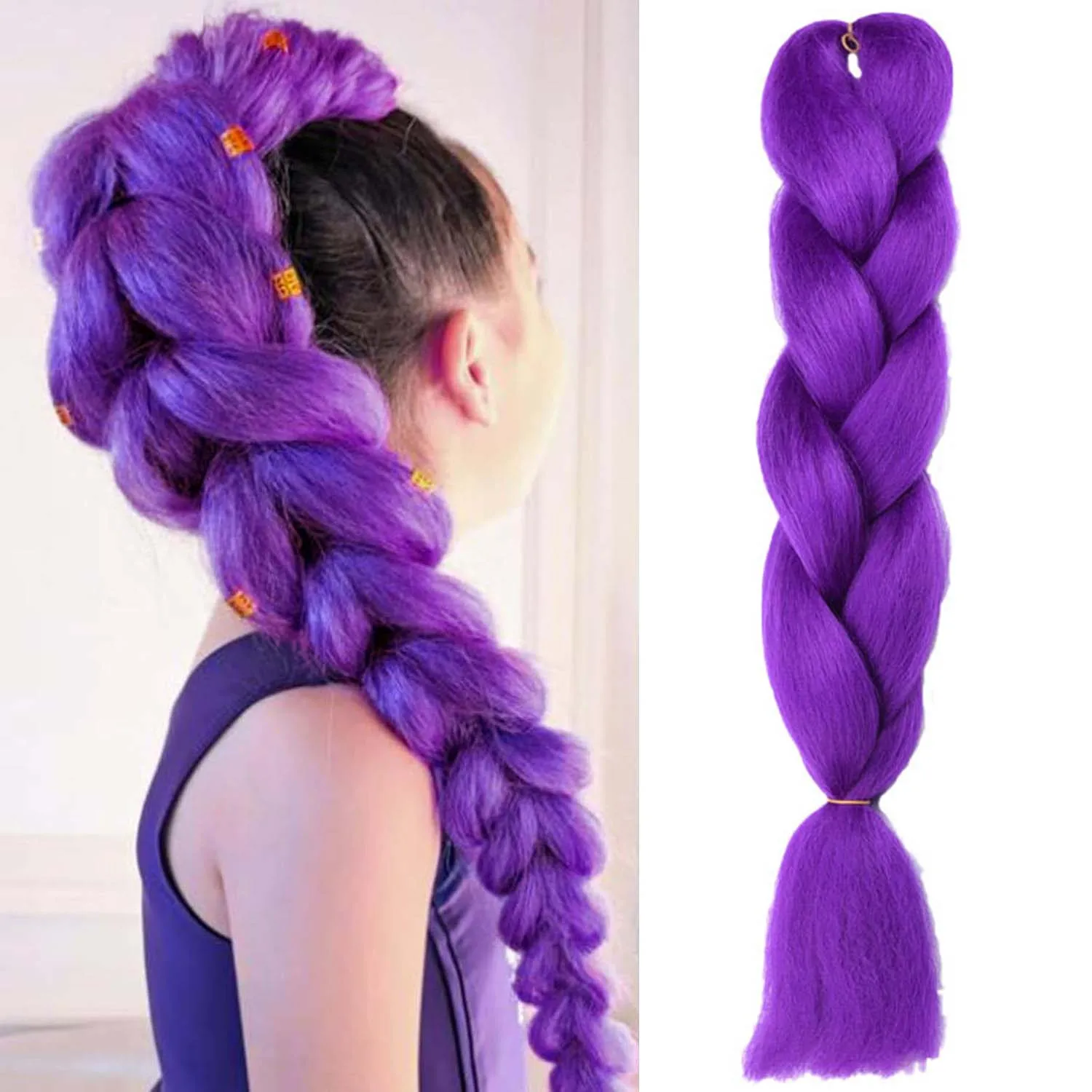 24인치 합성 롱 박스 점보 브레이딩 헤어 익스텐션 야키 스트레이트 텍스처 여성용 드레드락