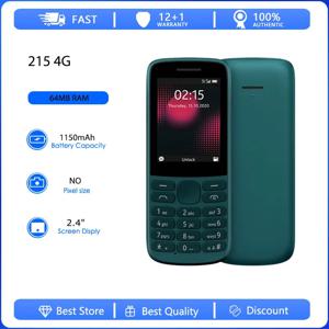 오리지널 리퍼비시드 215 4G 듀얼 심 언락 GSM 900/1800 블루투스 모바일 폰 러시아어 아랍어 히브리어 키보드 핀란드 제조