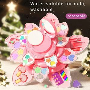 어린이 메이크업 박스 회전 오프닝 화장품 장난감, 어린 소녀용 공주 메이크업 세트, 창의성과 상상력 향상