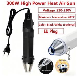 300W 고출력 열풍기 전기 디지털 핫건 팬 EU 플러그 400 ℃   DIY 공예 수리 도구용 최대 회전 속도 13000rpm