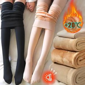 두꺼운 양털 안감 스타킹 살색 겨울 레깅스 미끄럼 방지 발 디자인 추운 날씨를 위한 따뜻한 올인원 열 팬티 스타킹