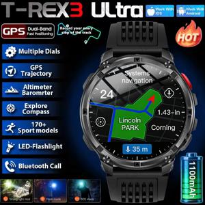 2026년 신제품 T-Rex3 Pro 1100mAh 배터리 스마트워치 GPS 경로 5ATM 방수 스포츠 런 트래커 아웃도어 나침반 군용 스마트워치
