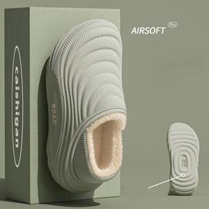 바오토우 방수 면 슬리퍼, 홈 면 신발, 겨울 따뜻하고 미끄럼 방지 커플 면 슬리퍼