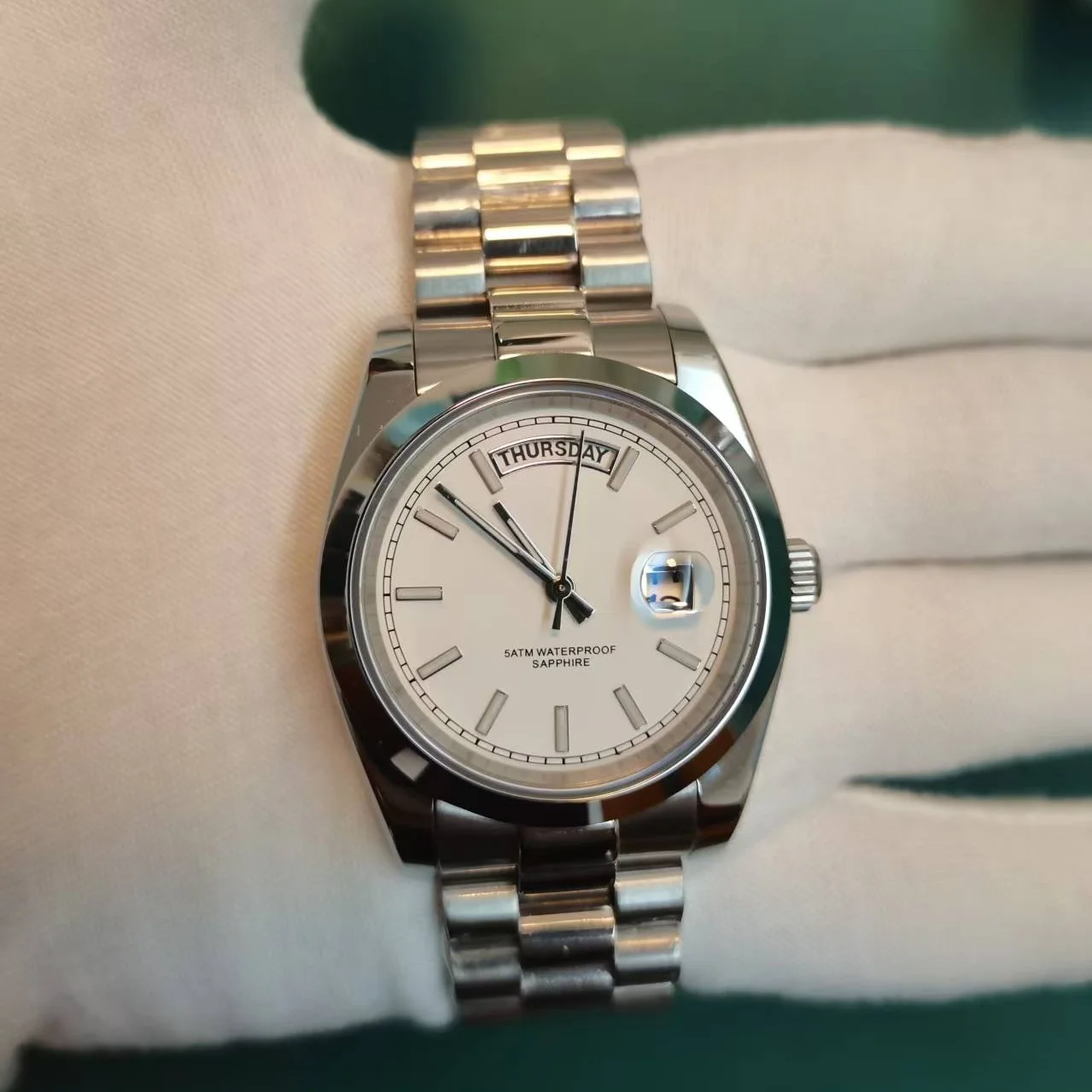 소형 남성용 시계 사파이어 글라스 스테인리스 스틸 수영 50M 방수 비즈니스 쿼츠 무브먼트 DD36MM 손목시계