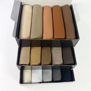 5pcs/선물 상자 사용자 정의 Hijab 버블 쉬폰 여성 이슬람 스카프 솔리드 컬러 일반 목도리 이슬람 랩 Foulard Femme Echarpe