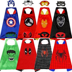 슈퍼히어로 망토 스파이더맨 캡틴 아메리카 아이언맨 데드풀 토르 망토 마스크 의상 생일 파티 만화 망토 소품 선물