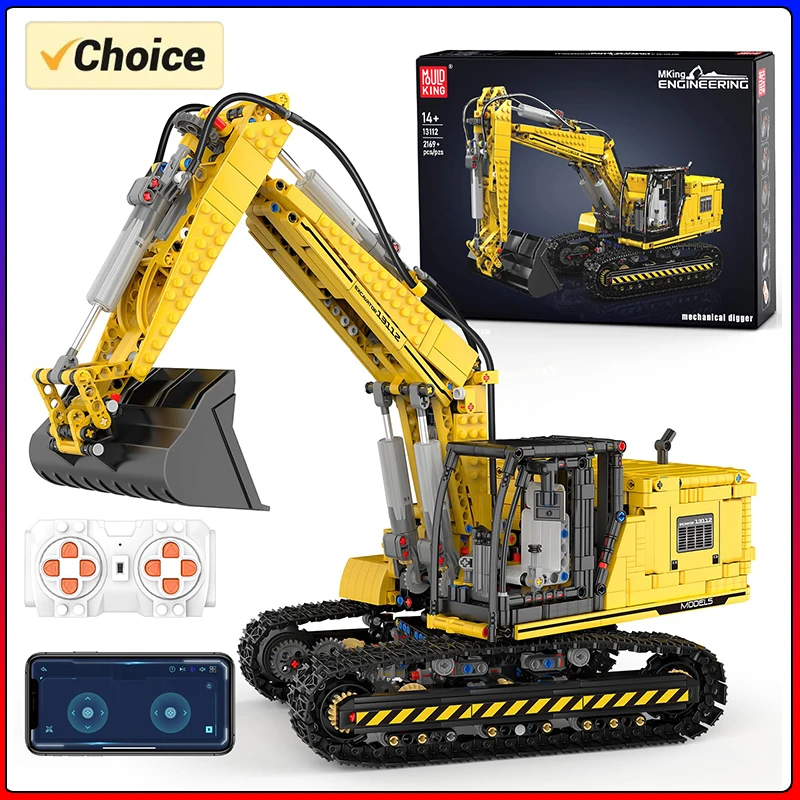 몰드 킹 13112 테크니컬 자동차 장난감 MOC-2513 앱&RC 모터 구동 굴착기 모델 블록 브릭 어린이 크리스마스 선물