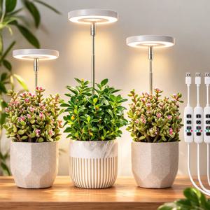 LED 성장등 실내 식물용 풀 스펙트럼 조명, 높이 조절 가능, 3/9/12시간 타이머, 정원용 10단계 밝기 조절