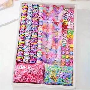 여아들을 위한 다채롭고 귀여운 의상 941세트 |   다양한 클립, 머리끈, 꽃, 이중층 리본 머리장식 포함