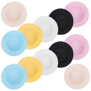 24Pcs 미니 모조 밀짚 모자 다육 식물 용 프리미엄 플라스틱 DIY 액세서리 홈 장식 공예 장식품 세련된