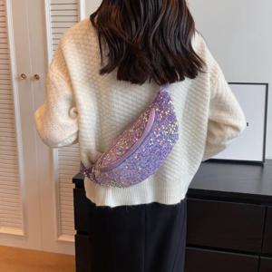 라이트 럭셔리 지퍼 패션 여성 크로스바디 백 신상 베스트셀러 스위트 스팽글 디자인 여성용 허리 가방