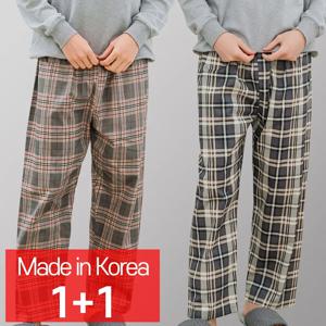 [콜라에스](1+1 2매) 남성 9부 체크파자마/브레체크+다브체크/한국 국내산/특면/잠옷