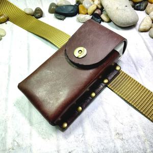 핸드메이드 맞춤형 정품 가죽 홀스터, 휴대폰 보조배터리 소가죽, 모바일 파워 시스 허리 가방 MF