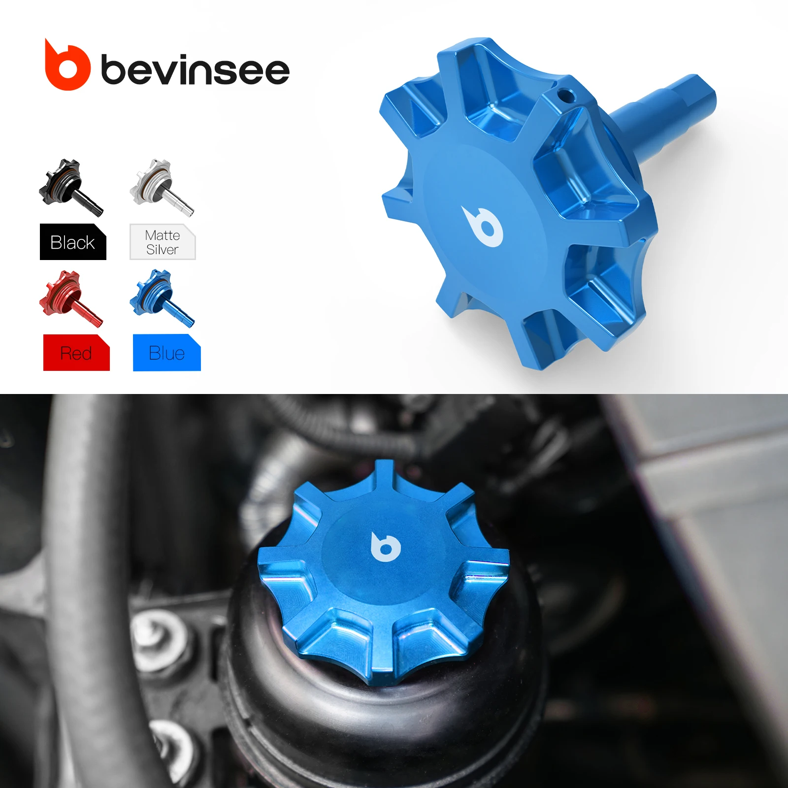 BEVINSEE 파워 스티어링 리저버 캡  for BMW N54 N55 E90 E91 E92 E93 E93 E36 E46 M3 E39 E60 E87 X1 X3 X5 E53 Z4 325i 328i 330i 335i 525i 528i 530i