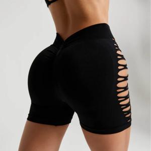 여름용 속이 비치는 스포츠 반바지, 심리스 니트 레깅스, 짐 운동, 러닝, 하이웨이스트 스트레치 반바지, 섹시 힙업 짐 팬츠