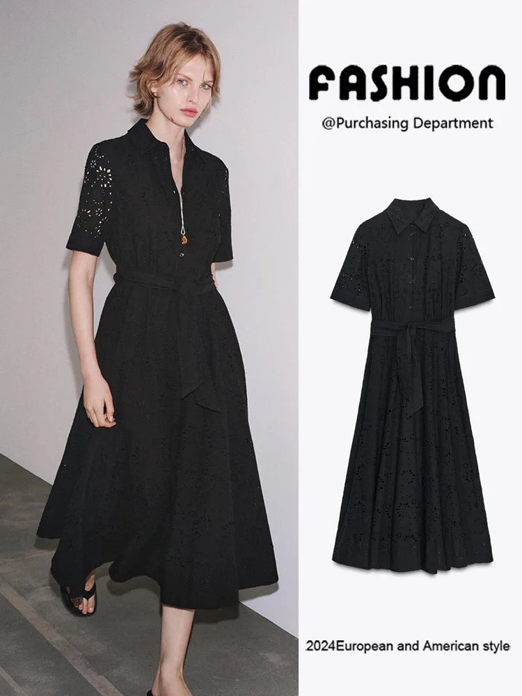 여름 신상 여성 셔츠 스타일 반팔 원피스 ZA2025 우아하고 캐주얼한 패셔너블한 원피스 의류