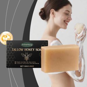 우드슬립 탈로우 앤 허니 밤 비누 보습 피부 클렌징 먼지 제거 부드럽고 매끄러운 깊은 영양 천연 비누 바 100g