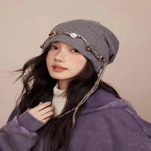 ITurtle 보헤미안 태슬 비즈 여성용 오버사이즈 오프숄더 모자 그레이 빈티지 스트링 비즈 플로피 모자 여성용