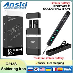 ANSIKI C213S 무선 인두기 내장 배터리 180-450 °   조절 가능한 온도와 3팁 휴대용 용접 수리 도구 키트
