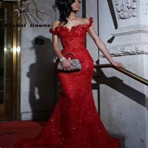 맞춤형 레드 댄스 파티 드레스 2026 럭셔리 남아프리카 마티크 댄스 크리스탈 파티 드레스 긴 머메이드 이브닝 가운 맞춤 제작