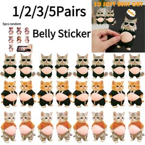 1/2/3/5쌍 3D 시바 이누 개 배 스티커 - 부드러운 분홍색 배경에 오렌지색 옷을 입은 귀여운 강아지 실리콘 자가 접착식