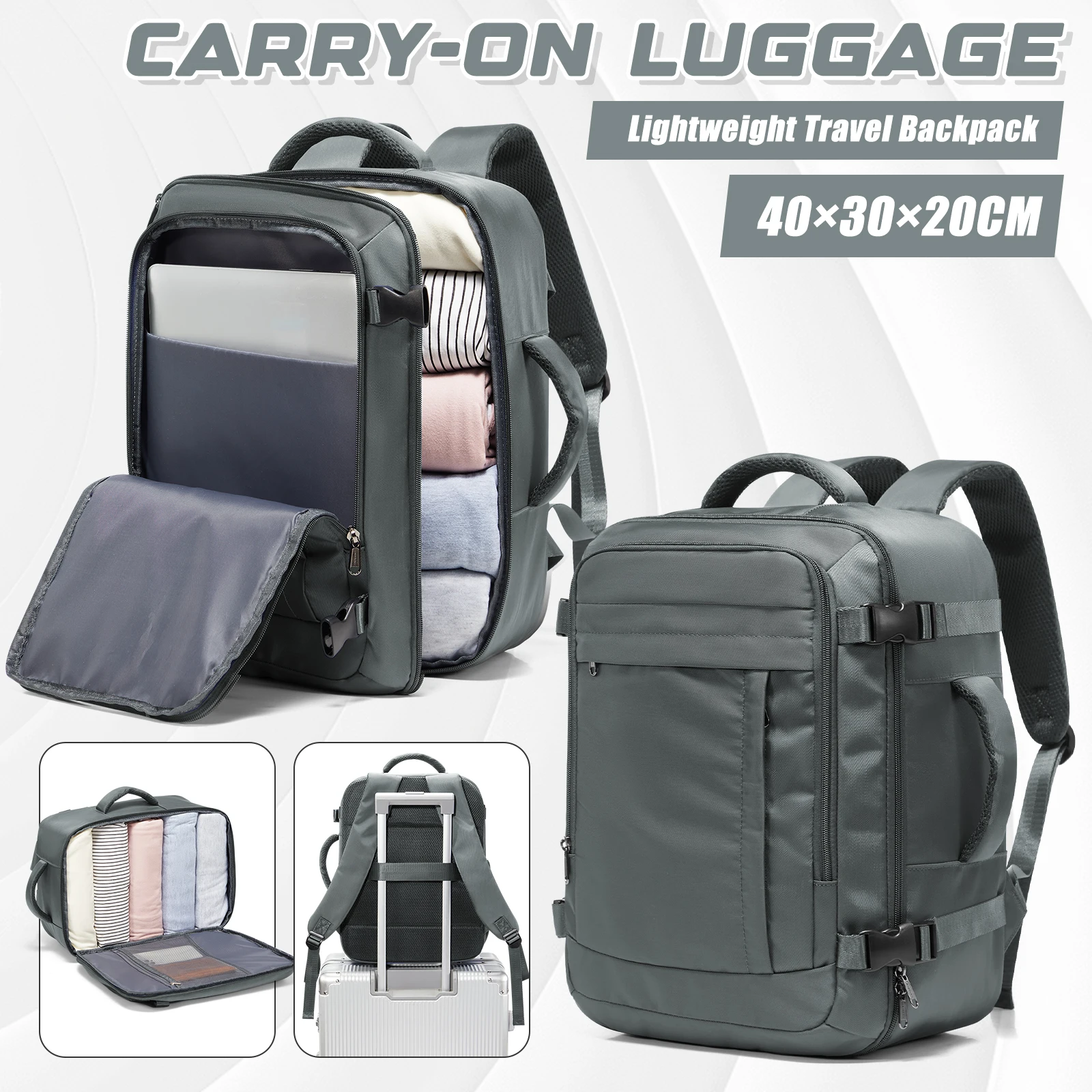 라이언에어 기내 가방 40x30x20 좌석 밑 여행용 백팩, 기내용 플라이 백, 야외용 백팩, 학교 복귀용 수납용 노트북 책가방
