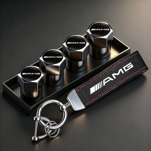 메르세데스 벤츠 AMG W203 W206 W220 W205 W211 W212 W201 W168 W108용 자동차 타이어 휠 밸브 캡 커버/자동차 키 체인 링 키홀더