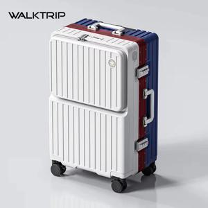 전면 개방형 포켓 수트케이스 PC 소재 알루미늄 프레임 TSA 잠금장치 컵홀더 충전 포트 포함 여행용 롤링 러기지 20/24/26인치