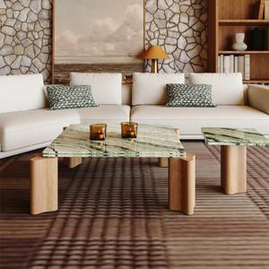 이탈리아 스타일 사각 커피 테이블 - 미니멀리스트 럭셔리 대리석 티 테이블, 천연석 거실 테이블, 모던 홈 센터피스