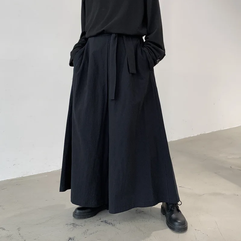 남성 하카마 하라주쿠 기모노 사무라이 바지 남성 캐주얼 와이드 바지 남성 중국 스타일 Hanfu Tang 바지 남성 검도 유니폼