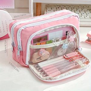 멀티 레이어 연필 케이스 대용량 카와이 펜 상자 학생을위한 귀여운 펜 홀더 파우치 학교 문구 용품으로 돌아 가기