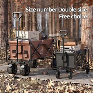 S/L 캠핑카 접이식 카트 캠핑카 피크닉 카 스톨 트롤리 초대형 핸들 당김 막대 휴대가 간편한 정원 야외