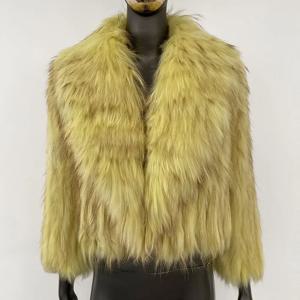 여성용 천연 모피 칼라 외투, 짧은 진짜 천연 너구리 모피 재킷, 푹신한 고급 모피 니트 코트, 겨울 외투, 신상