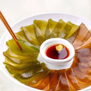 완도산 해조묵(미역묵/톳묵) 200gx3팩+간장+와사비 저칼로리20Kcal 건강식 당뇨식단 당뇨간식 쫄깃쫄깃식감