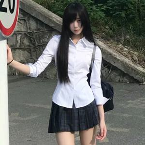 하라주쿠 Y2K 슬림 피트 화이트 셔츠 여성 2025 허리 슬리밍 긴 소매 Jk 셔츠 여성 모든 경기 턴 다운 칼라 세련된 블라우스