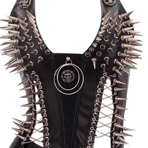 고스탑 Y2K 의류 여성용 탱크탑 이모 의류 고딕 보헤미안 스타일 스파이크 펑크 록 십대 페스티벌 스파이크 브라 그런지 티셔츠