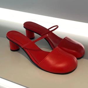 여름 커버 발가락 여성 뮬 슬리퍼 우아한 슬립 온 싱백 슬라이드 숙녀 야외 스트리트 스타일 Sandalias